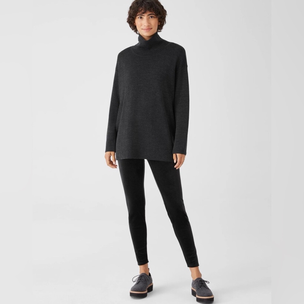 NWOT Eileen Fisher Velvet Black Leggings  Size XL - Picture 2 of 7